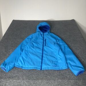LL Bean Reversible Hooded Jacket Womens L PET Blue Quilted Full Zip Puffer